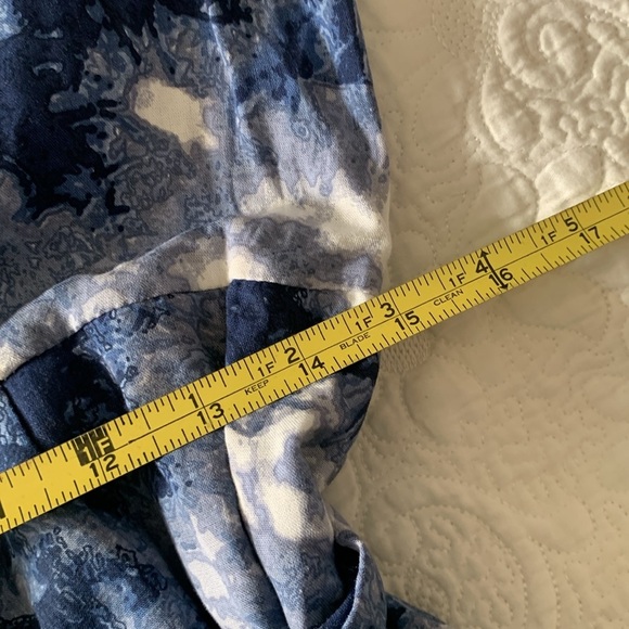 Venus Navy Blue & White Tie‎ Dye Button Front Maxi Dress sz 4 pleated tie waist - Picture 10 of 11